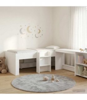 vidaXL Kids'High Bed Frame with Desk White 80 x 200 cm