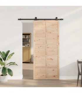 vidaXL Sliding Door Natural 80 x 208 cm Solid Pine Wood