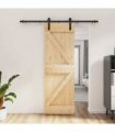 vidaXL Sliding Door Natural and Black 70 x 210 cm Solid Pine Wood