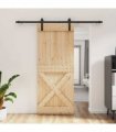 vidaXL Sliding Door Natural and Black 85 x 210 cm Solid Pine Wood