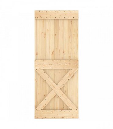 vidaXL Sliding Door Natural and Black 85 x 210 cm Solid Pine Wood