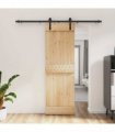 vidaXL Sliding Door Natural and Black 70 x 210 cm Solid Pine Wood