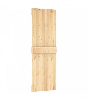 vidaXL Sliding Door Natural and Black 70 x 210 cm Solid Pine Wood