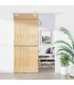 vidaXL Sliding Door Natural and White 90 x 210 cm Solid Pine Wood