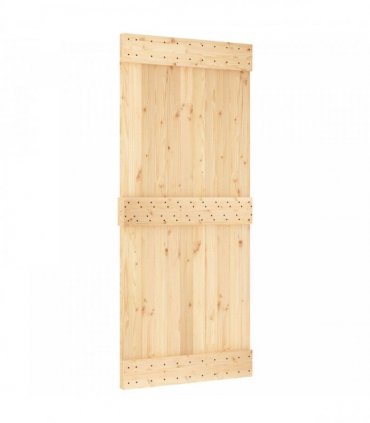 vidaXL Sliding Door Natural and White 90 x 210 cm Solid Pine Wood