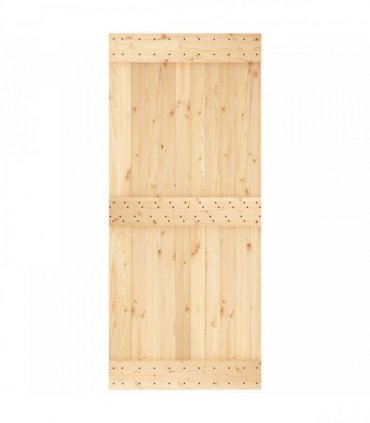 vidaXL Sliding Door Natural and White 90 x 210 cm Solid Pine Wood
