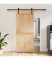 vidaXL Sliding Door Natural and Black 90 x 210 cm Solid Pine Wood