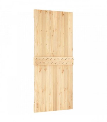 vidaXL Sliding Door Natural and Black 90 x 210 cm Solid Pine Wood