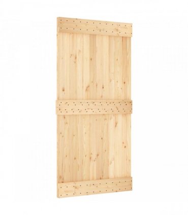 vidaXL Sliding Door Natural and Black 100 x 210 cm Solid Pine Wood