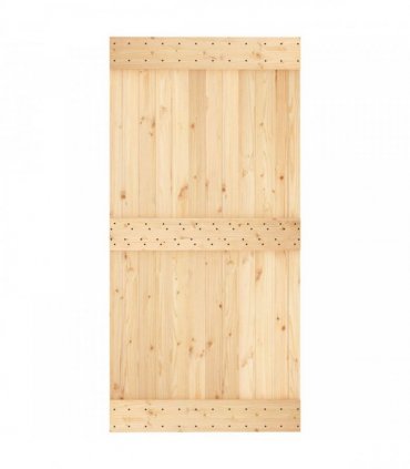vidaXL Sliding Door Natural and Black 100 x 210 cm Solid Pine Wood