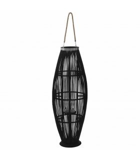 vidaXL Hanging Candle Lantern Holder Bamboo Black 95 cm