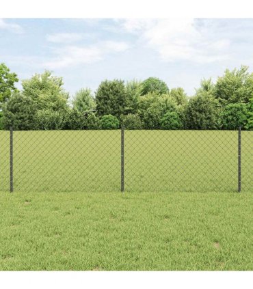 vidaXL Fence with Post Grey
