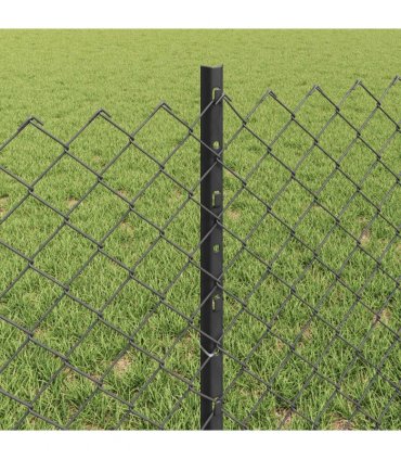 vidaXL Fence with Post Grey