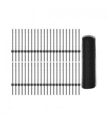 vidaXL Fence with Post Grey