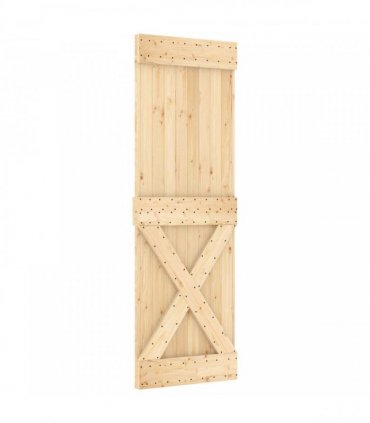 vidaXL Sliding Door Natural and Black 70 x 210 cm Solid Pine Wood