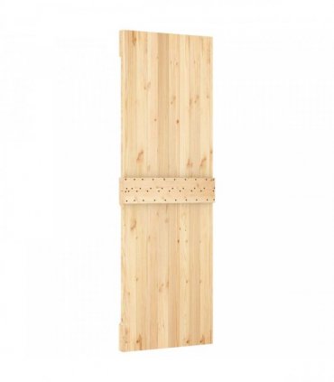 vidaXL Sliding Door Natural and Black 70 x 210 cm Solid Pine Wood