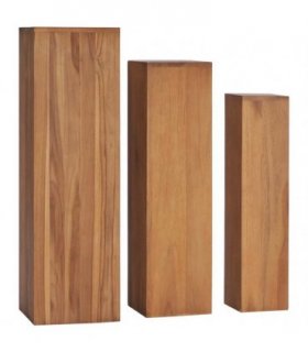 vidaXL 3 Piece Plant Stand Set Solid Teak Wood