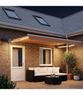 vidaXL Manual Retractable Awning with LEDs Sand