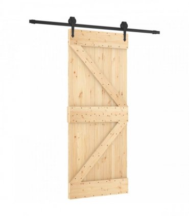vidaXL Sliding Door Natural and Black 85 x 210 cm Solid Pine Wood