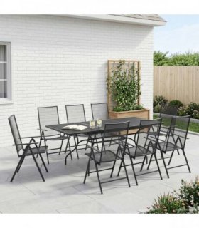 vidaXL Garden Dining Set 9 pcs Anthracite 212 x 90 x 76 cm