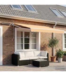vidaXL Electric Retractable Awning Sand 100% Polyester and Aluminium