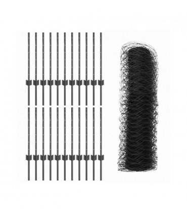 vidaXL Fence with Post Grey