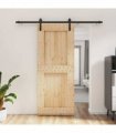 vidaXL Sliding Door Natural and Black 85 x 210 cm Solid Pine Wood