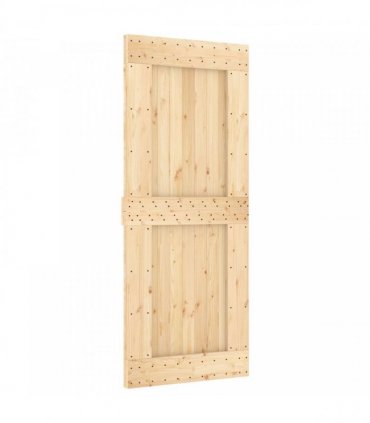 vidaXL Sliding Door Natural and Black 85 x 210 cm Solid Pine Wood