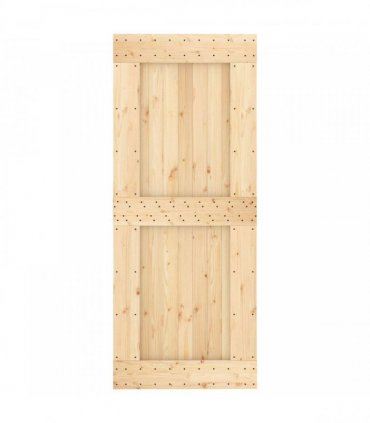 vidaXL Sliding Door Natural and Black 85 x 210 cm Solid Pine Wood