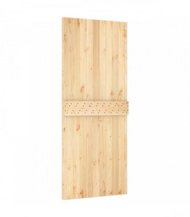vidaXL Sliding Door Natural and Black 85 x 210 cm Solid Pine Wood