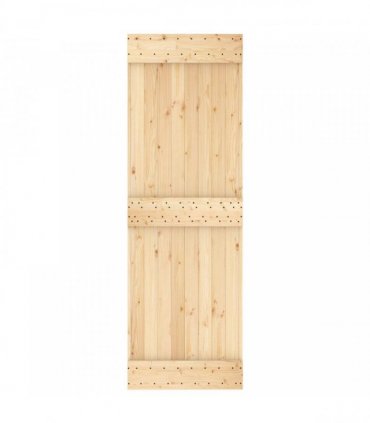 vidaXL Sliding Door Natural and Black 70 x 210 cm Solid Pine Wood