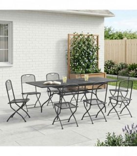 vidaXL Garden Dining Set 9 pcs Anthracite 212 x 90 x 76 cm
