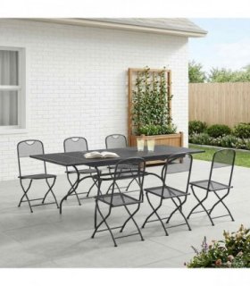 vidaXL Garden Dining Set 7 pcs Anthracite 212 x 90 x 76 cm