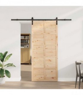 vidaXL Sliding Door Natural 80 x 208 cm Solid Pine Wood