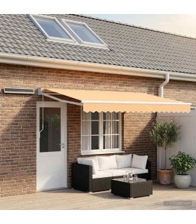 vidaXL Electric Retractable Awning Sand 100% Polyester and Aluminium