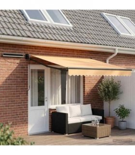 vidaXL Electric Retractable Awning Sand 100% Polyester and Aluminium
