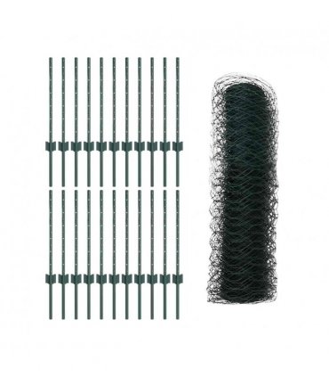vidaXL Fence with Post Green