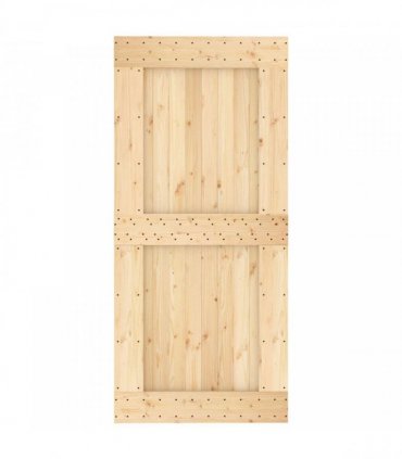 vidaXL Sliding Door Natural and Black 95 x 210 cm Solid Pine Wood