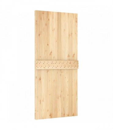 vidaXL Sliding Door Natural and Black 95 x 210 cm Solid Pine Wood