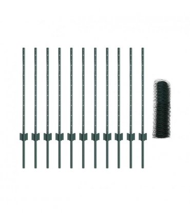 vidaXL Fence with Post Green