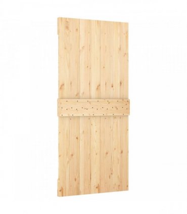 vidaXL Sliding Door Natural and Black 95 x 210 cm Solid Pine Wood