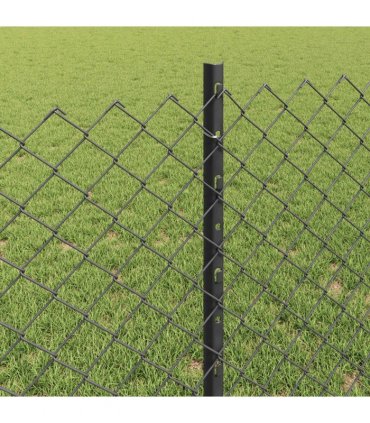 vidaXL Fence with Post Grey
