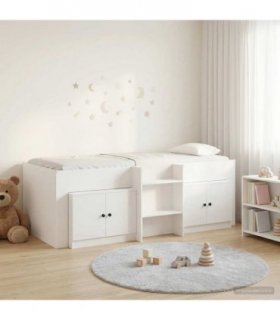 vidaXL Loft Bed Frame with Cabinet 3 pcs White Engineered Wood