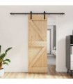 vidaXL Sliding Door Natural and Black 70 x 210 cm Solid Pine Wood