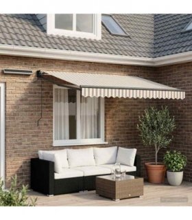 vidaXL Electric Retractable Awning Light Grey and White