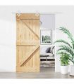 vidaXL Sliding Door Natural and White 85 x 210 cm Solid Pine Wood