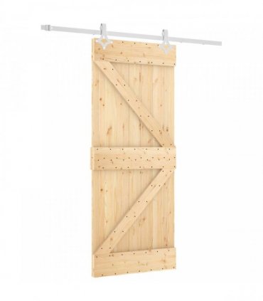 vidaXL Sliding Door Natural and White 85 x 210 cm Solid Pine Wood