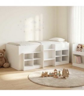 vidaXL Loft Bed Frame with Cabinet 3 pcs White Engineered Wood