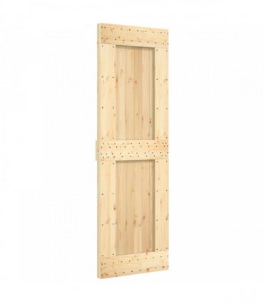 vidaXL Sliding Door Natural and Black 70 x 210 cm Solid Pine Wood