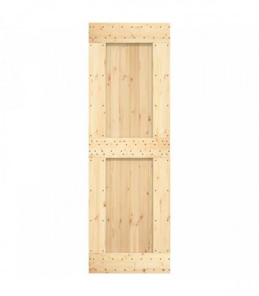 vidaXL Sliding Door Natural and Black 70 x 210 cm Solid Pine Wood